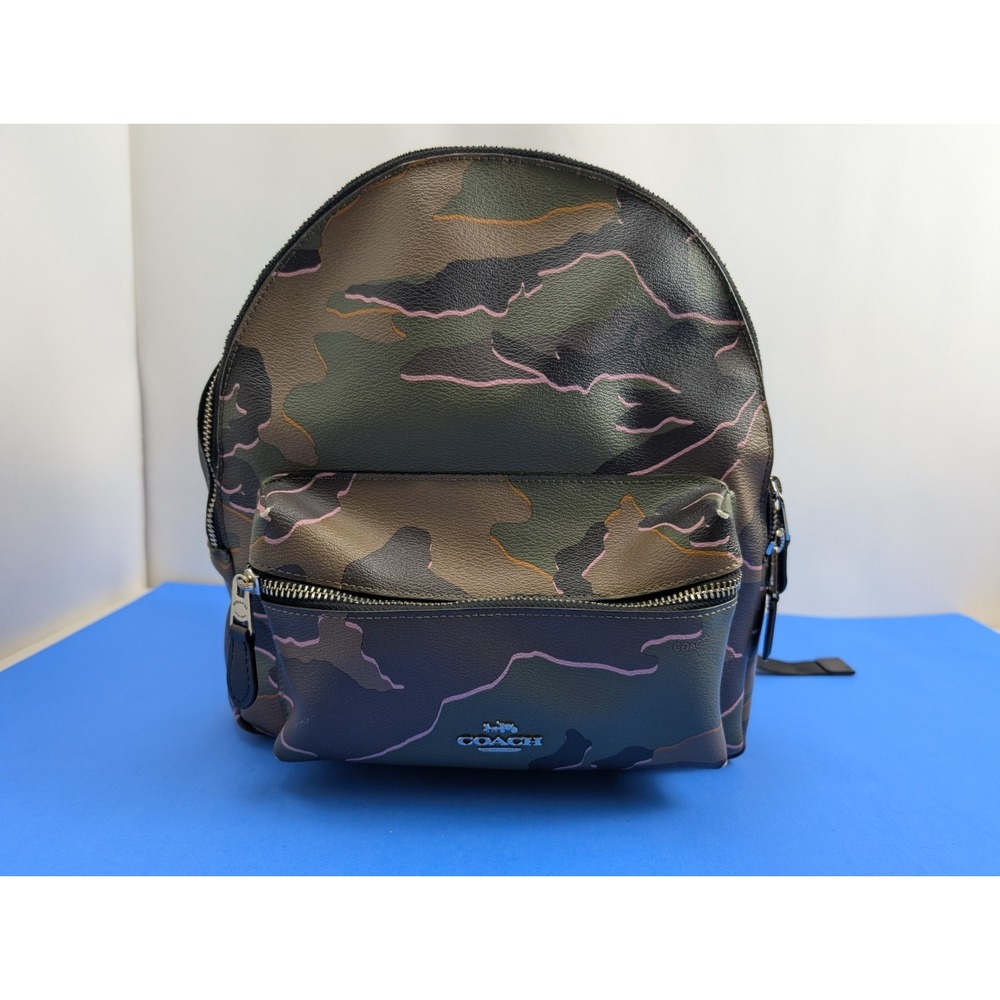 Coach Charlie Backpack F31452 Medium Wild Camo Print Camouflage Women Bag